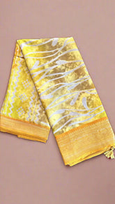 Yellow Abstract Dola Silk Saree